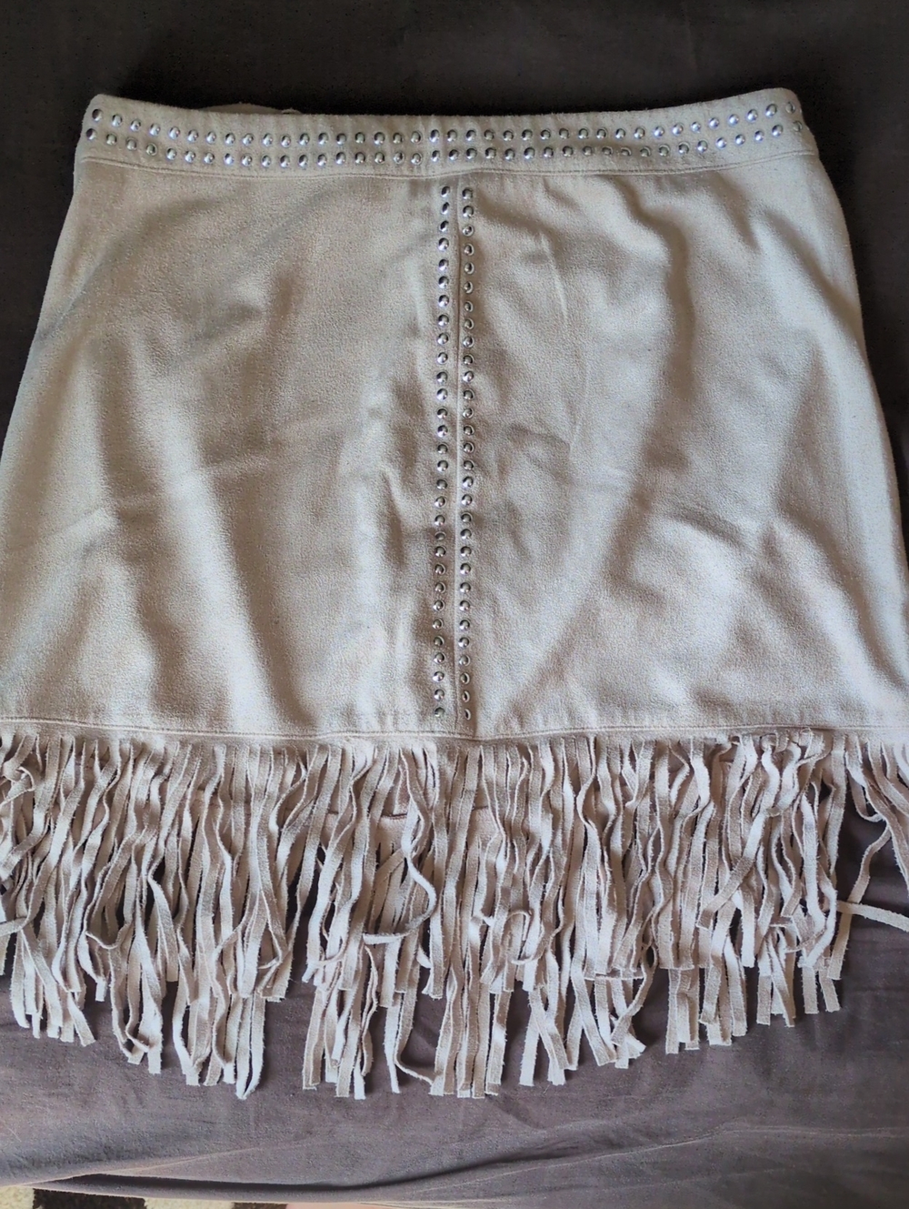 Beige Fringe Studded Women’s Skirt